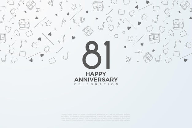 81-я годовщина с моральным фоном каракулей.