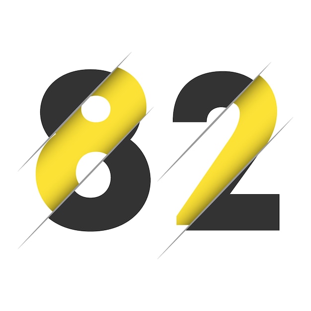 82 8 2 クリエイティブなカットとブラック サークルの背景を持つ数字のロゴ デザイン クリエイティブなロゴ デザイン