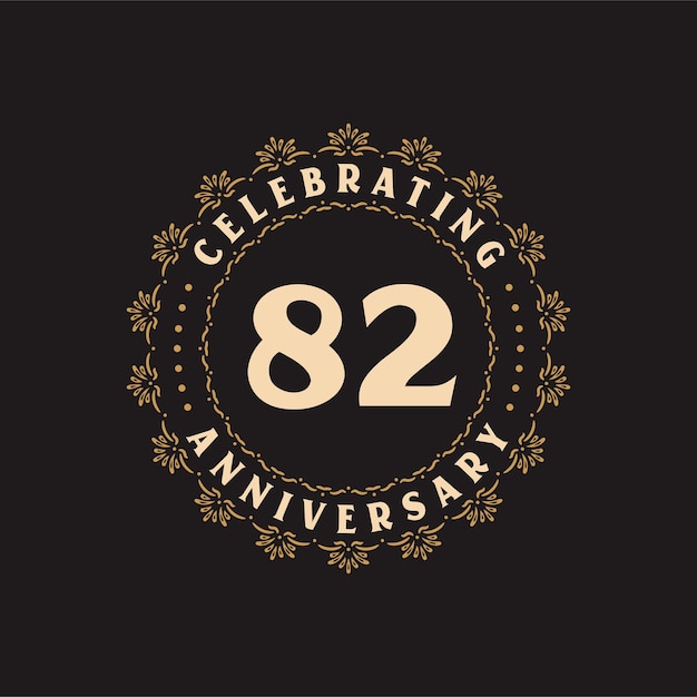 Vector 82 anniversary celebration greetings card for 82 years anniversary