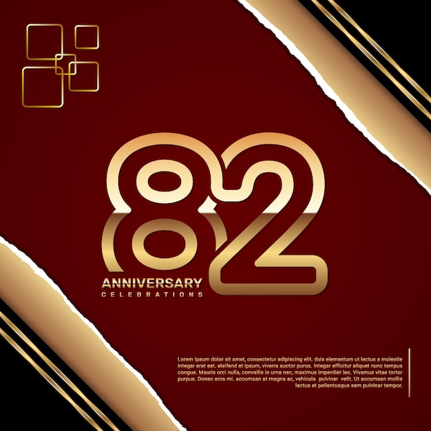 82 year anniversary design template with gold number vector template illustration