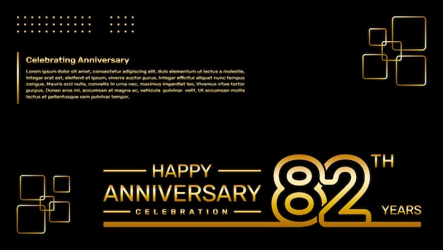 82e jaar jubileum sjabloonontwerp met gouden kleur vector sjabloon illustratie
