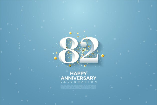 82-я годовщина с цифрами на голубом небе