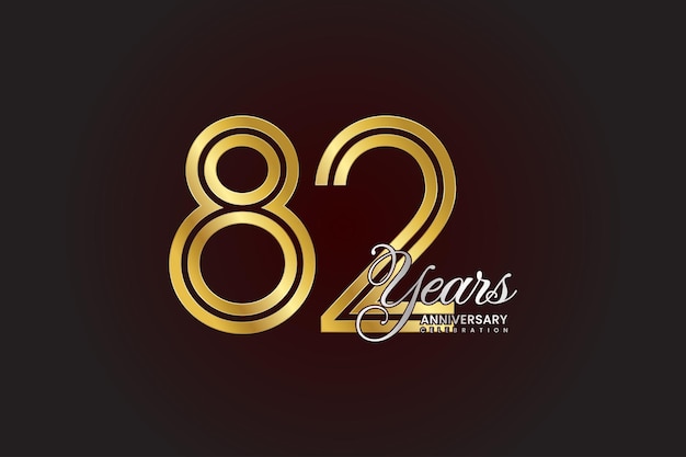 82th anniversary logo with a golden number and silver text