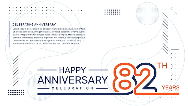 82th anniversary template design with abstract background vector template