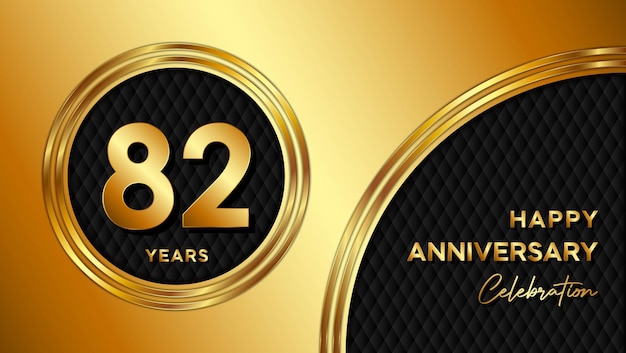 기념일 축하 행사를 위한 금색 질감과 숫자가 포함된 82주년 템플릿 디자인