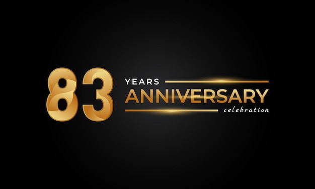 83 Year Anniversary Celebration with Shiny Golden and Silver Color Isolated on Black Background