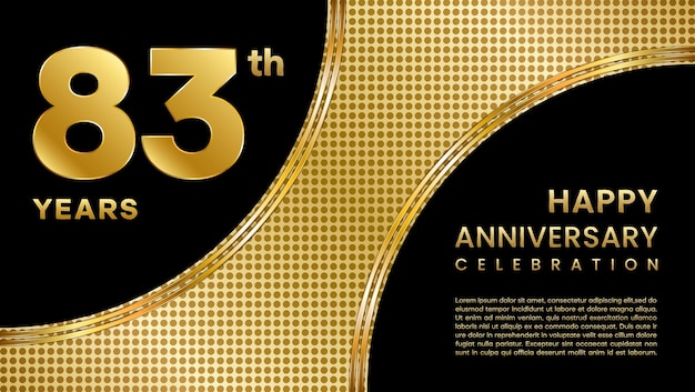 Vector 83 year anniversary template design with gold pattern style