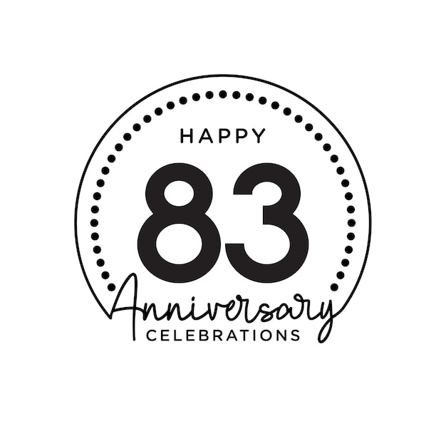 83 years anniversary Anniversary template design concept monochrome design for event invitation card greeting card banner poster flyer book cover and print Vector Eps10