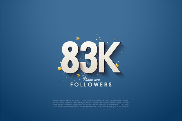 Vector 83k followers white numbers with celebratory ornament sprinkles.