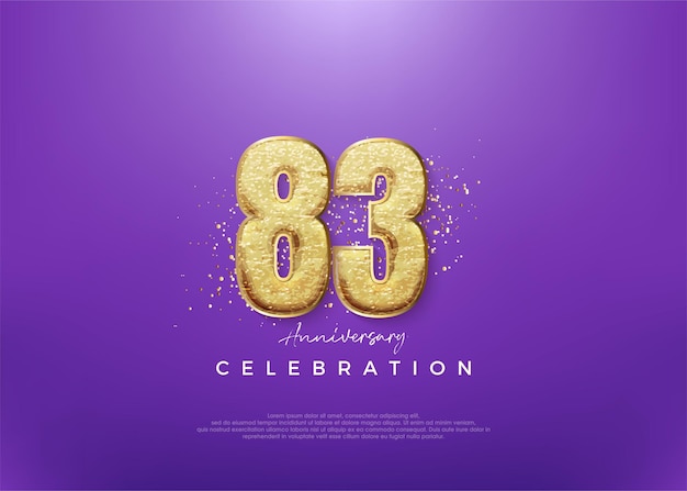 83rd anniversary number with shiny gold glitter number premium vector background for greeting and celebration