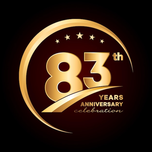 83rd anniversary template design with gold color number and ring