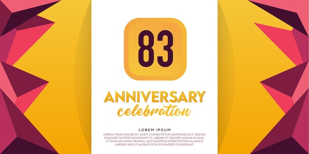 83rd years anniversary celebration design with red and orange colour vector design.
