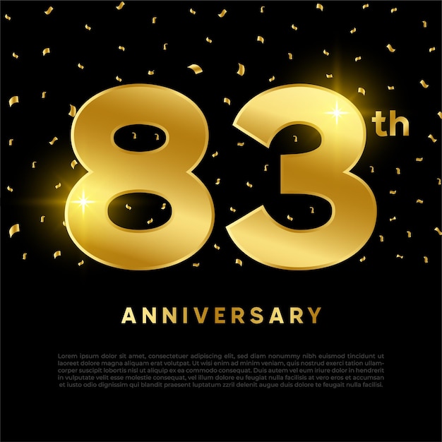 83th anniversary celebration with gold glitter color and black background