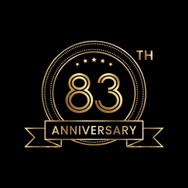 83th Anniversary emblem design with gold color for celebration event Line Art Design Logo Vector