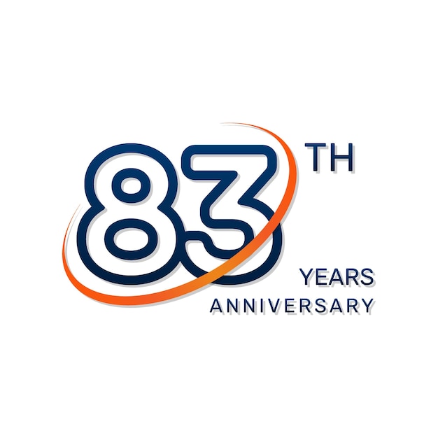 83th anniversary logo with blue numbers and an orange ring in simple and luxury style