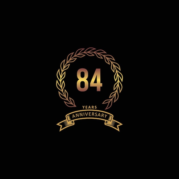 Logo dell'84° anniversario con sfondo oro e nero