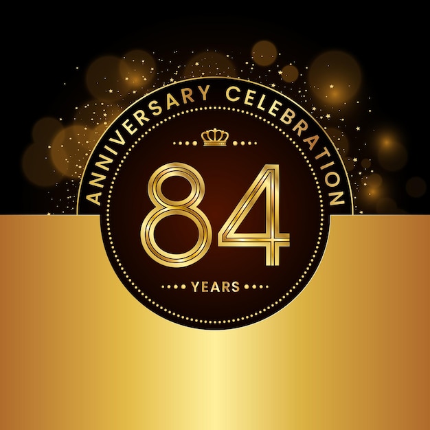84th Anniversary Celebration Template design in golden color Modern style Logo Vector Template