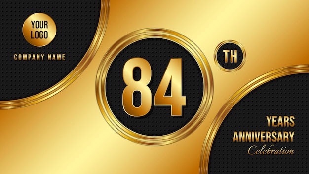 84th Anniversary template design Golden Anniversary Vector Template