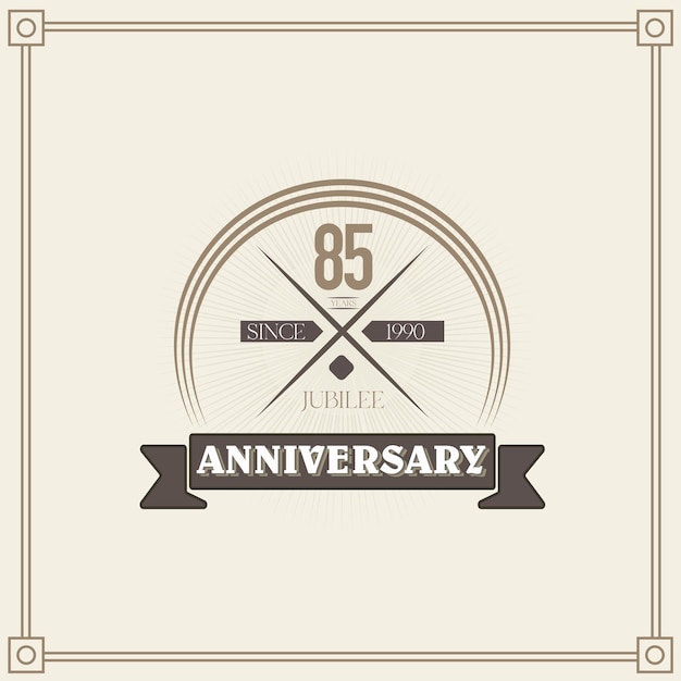 Modello di progettazione per la celebrazione dell'anniversario di 85 anni. 80 illustrazioni vettoriali del logo vintage.