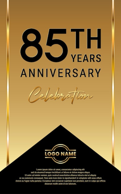 85 years anniversary template design with golden ribbon style