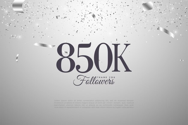 850k follower con numeri su sfondo argento