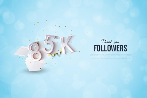 85k followers with light glitter background.