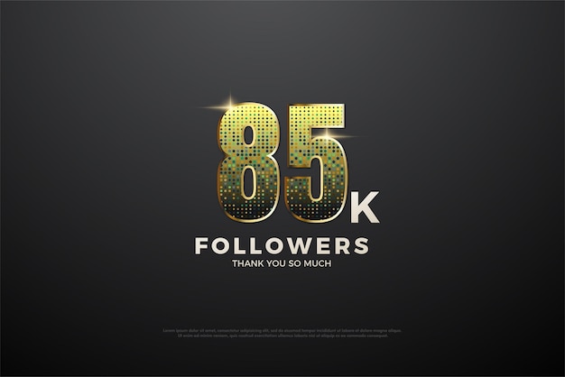 85k followers with number shaped glitter.