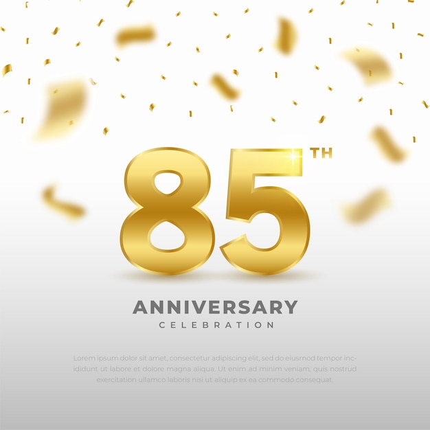 Celebrazione dell'85° anniversario con colore glitter oro e sfondo nero