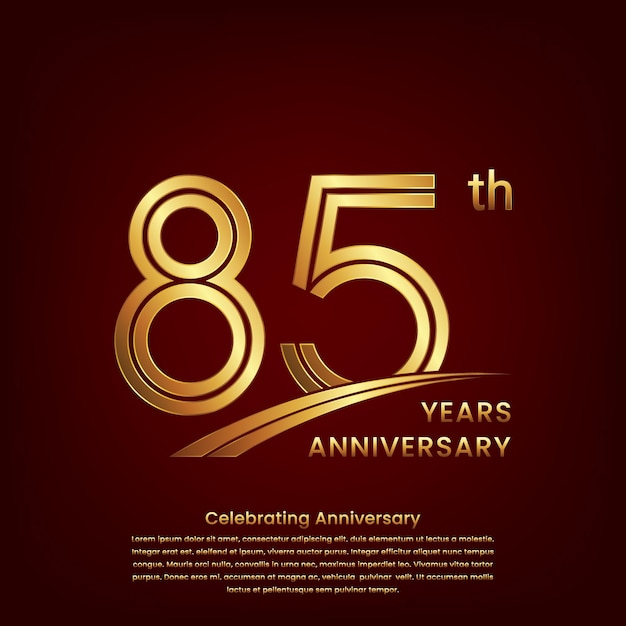 85th Anniversary logo with double line concept design Golden number for anniversary celebration event Logo Vector Template