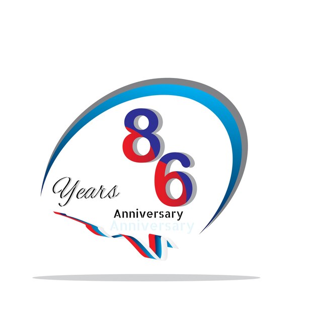 86 anniversary celebration logotype green and red colored. seventy eight years birthday logo on white background.