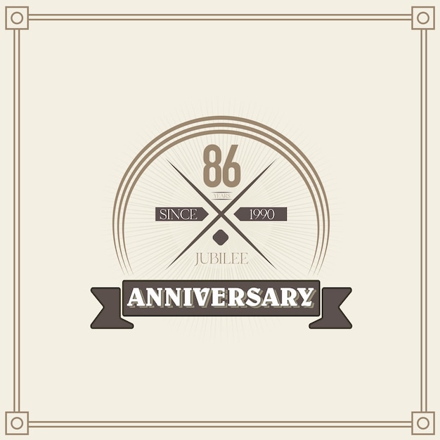 Modello di progettazione per la celebrazione dell'anniversario di 86 anni. 80 illustrazioni vettoriali del logo vintage.