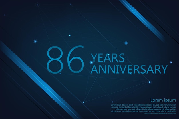 Vector 86 years anniversary geometric banner. poster template for celebrating anniversary event party.