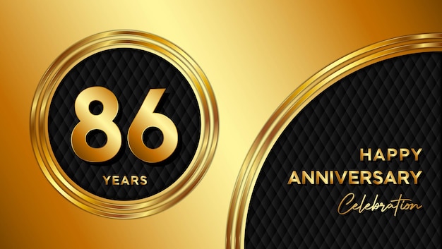 86e verjaardag sjabloonontwerp met gouden textuur en nummer voor jubileumviering