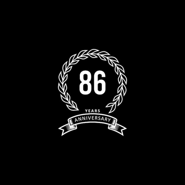 86st anniversary logo with white and black background