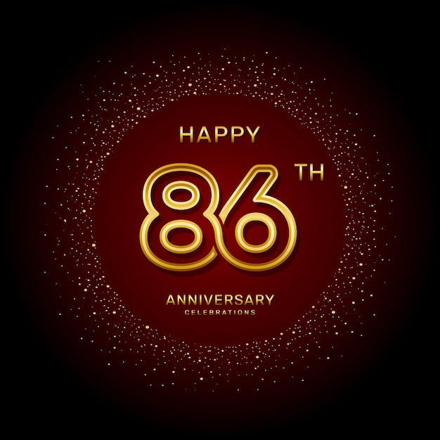 86th anniversary logo design with a double line concept in gold color logo vector template illustration