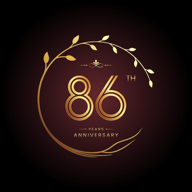 86th anniversary logo design with a golden number and circular tree concept