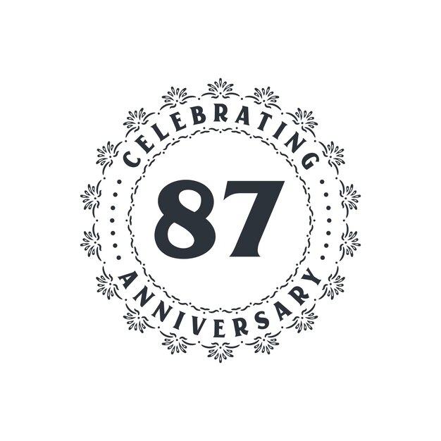Premium Vector | 87 anniversary celebration greetings card for 87 years
