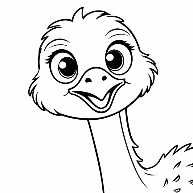 Vector 87 cute ostrich kawaii vector coloring page for kids