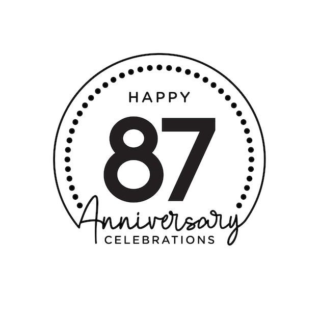 87 years anniversary Anniversary template design concept monochrome design for event invitation card greeting card banner poster flyer book cover and print Vector Eps10