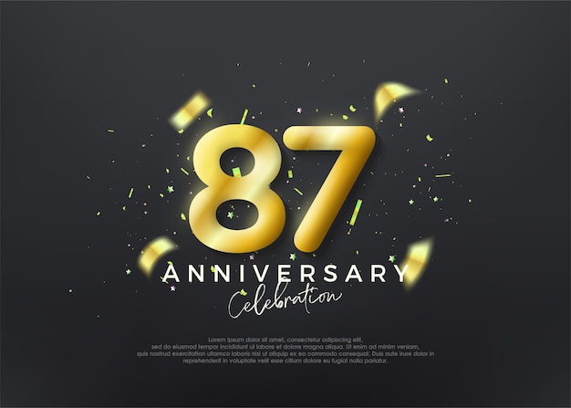 87th anniversary numbers gold luxury vector background premium Premium vector for poster banner celebration greeting