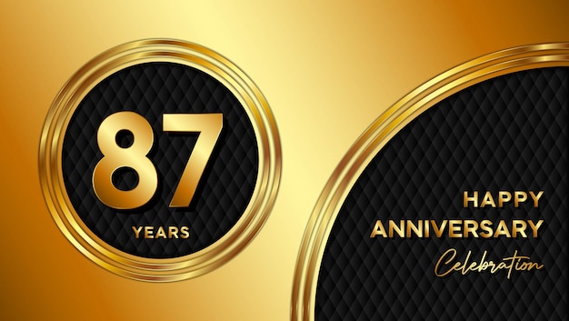 기념일 축하 행사를 위한 금색 질감과 숫자가 포함된 87주년 템플릿 디자인