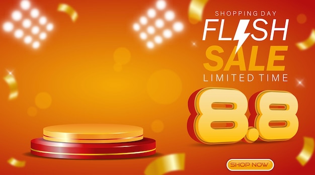 88 flash sale promotion banner design web or social media template with podium product