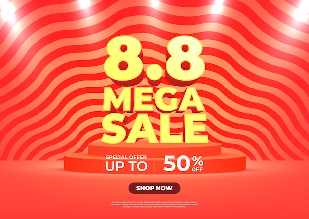 88 shopping day poster or banner 88 mega sale banner template design for social media and website