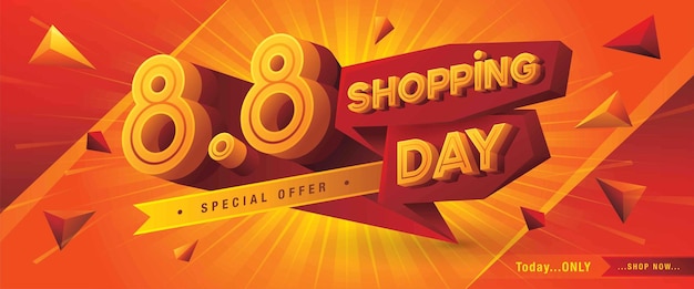 88 Shopping Day Sale Banner Template дизайн специального предложения со скидкой. Рекламный плакат о продаже.