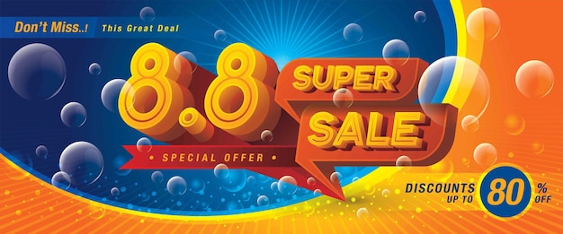 88 Shopping Day Super Sale Banner Template design special offer discount. Sale promotion poster.