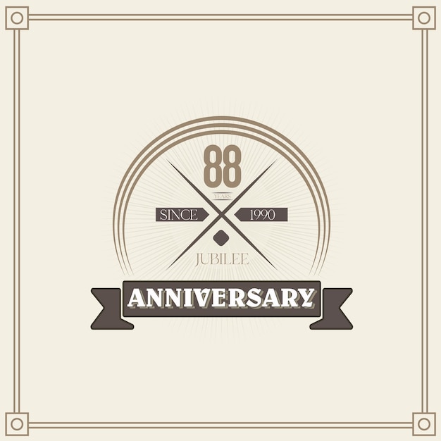 88 年周年記念デザイン テンプレートです。 80 ヴィンテージ ロゴ ベクトル イラスト。