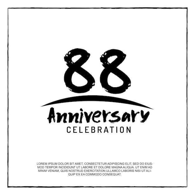 88 years anniversary celebration logotype brush text vector design.