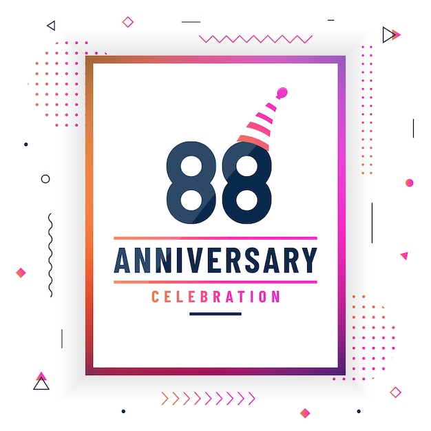 88 years anniversary greetings card 88 anniversary celebration background free vector