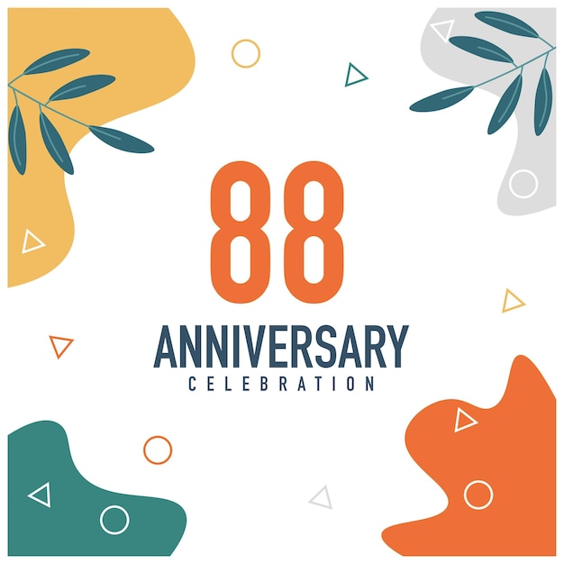 88 years anniversary logo template. Flat abstract cards vector and illustration.