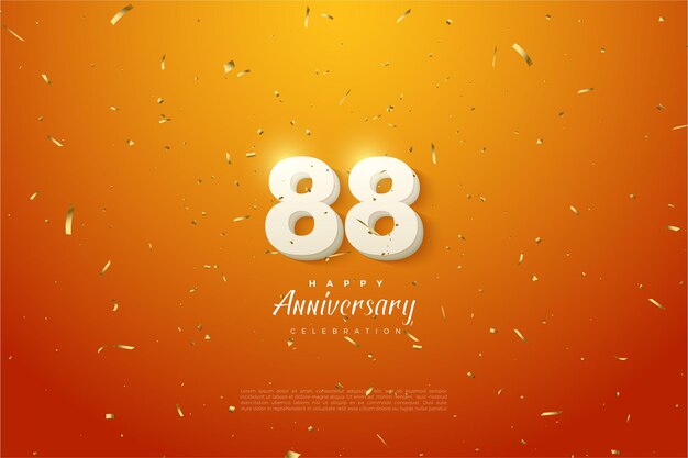 88e verjaardag op een feloranje achtergrond